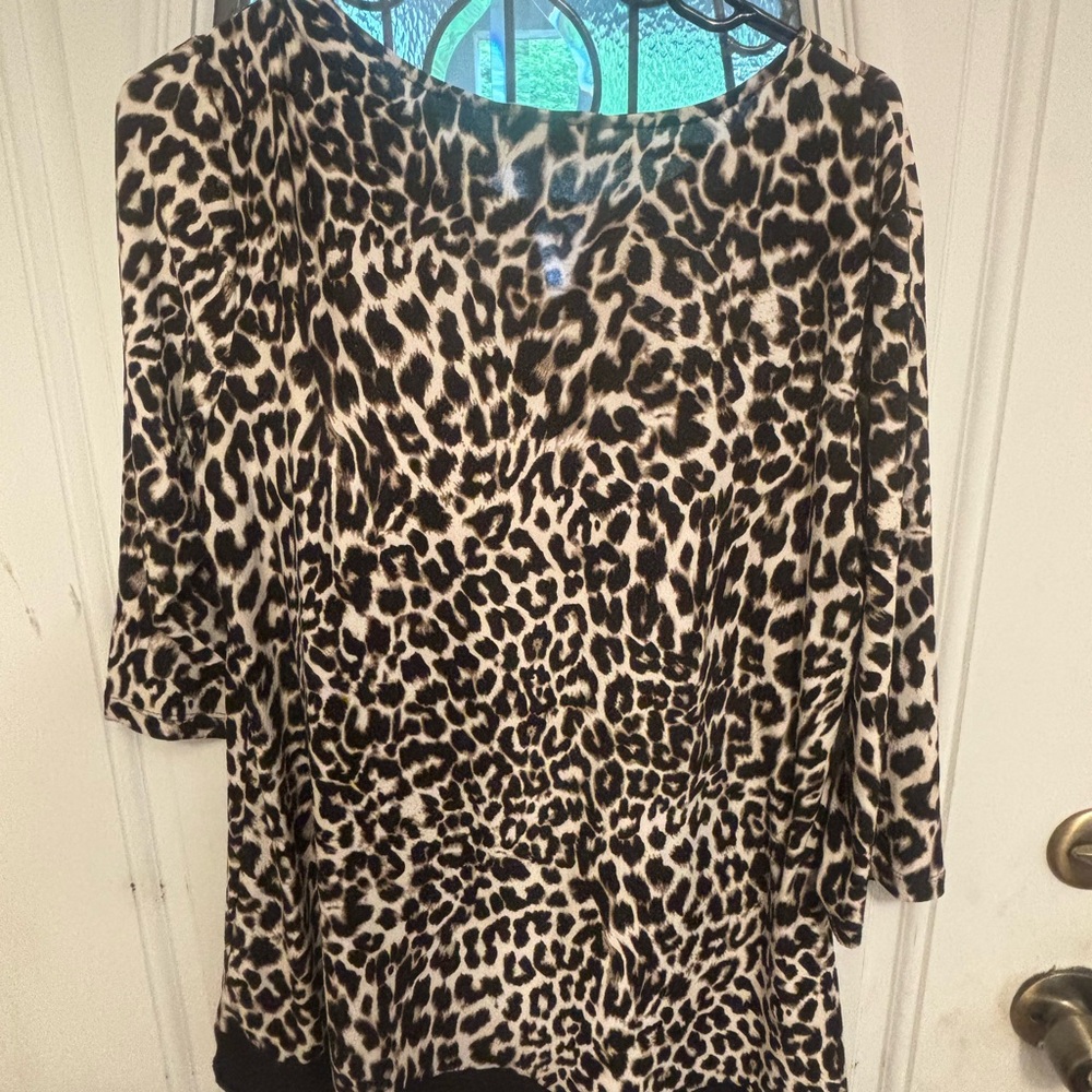 Christopher & Banks Black and Brown Relaxed Blouse